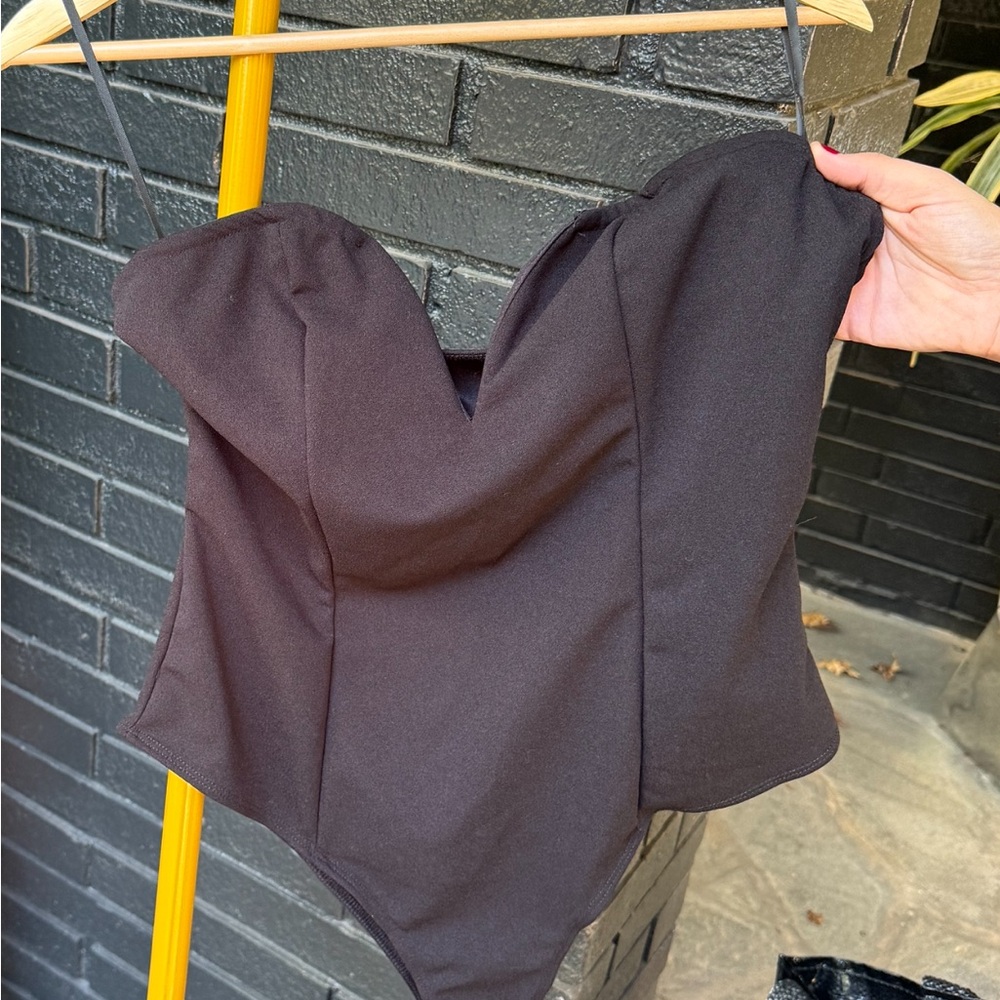 Sexy Black Strapless Bodysuit